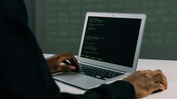 Person operating a computer