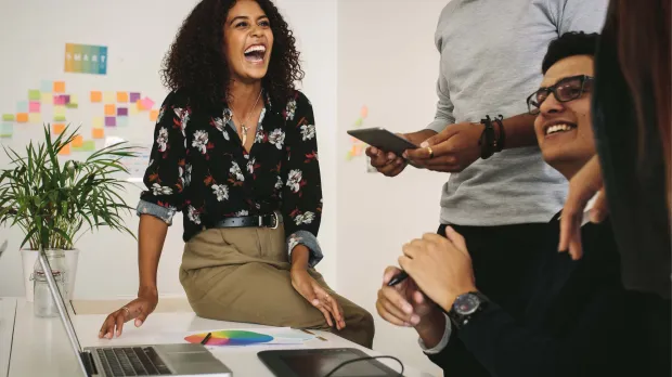 happy colleagues at work